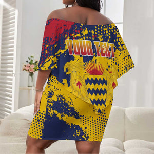 Afro TChad Personalized Off Shoulder Short Dress Happy Republic Day - African Pride