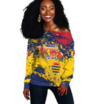 Afro TChad Personalized Off Shoulder Sweater Happy Republic Day - African Pride