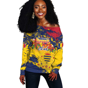 Afro TChad Personalized Off Shoulder Sweater Happy Republic Day - African Pride