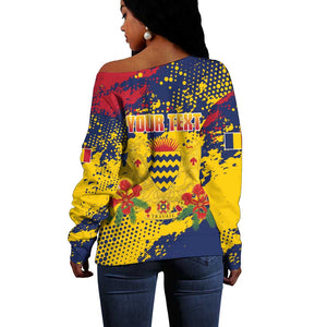 Afro TChad Personalized Off Shoulder Sweater Happy Republic Day - African Pride