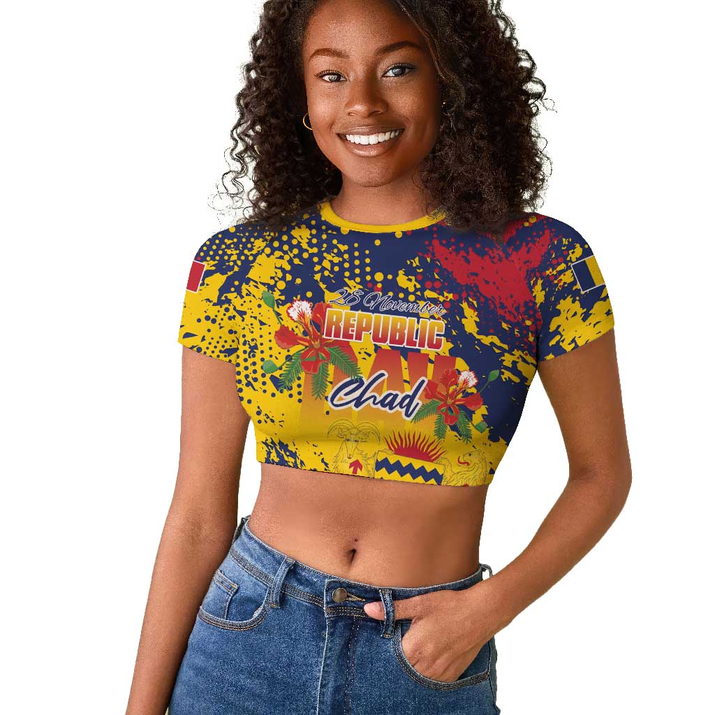 Afro TChad Personalized Raglan Cropped T shirt Happy Republic Day - African Pride