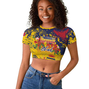 Afro TChad Personalized Raglan Cropped T shirt Happy Republic Day - African Pride