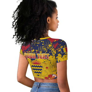 Afro TChad Personalized Raglan Cropped T shirt Happy Republic Day - African Pride
