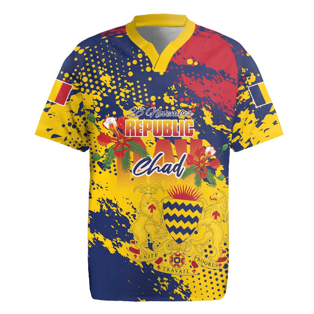 Afro TChad Personalized Rugby Jersey Happy Republic Day - African Pride