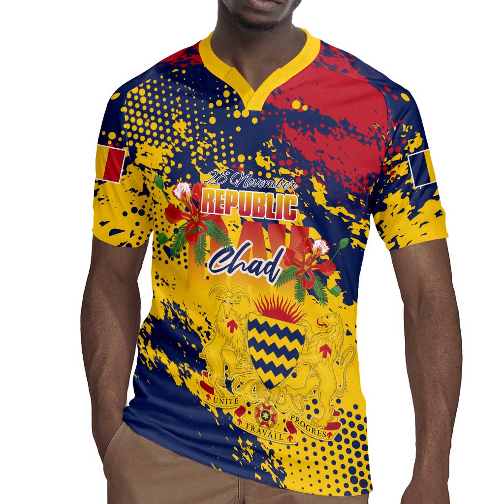 Afro TChad Personalized Rugby Jersey Happy Republic Day - African Pride