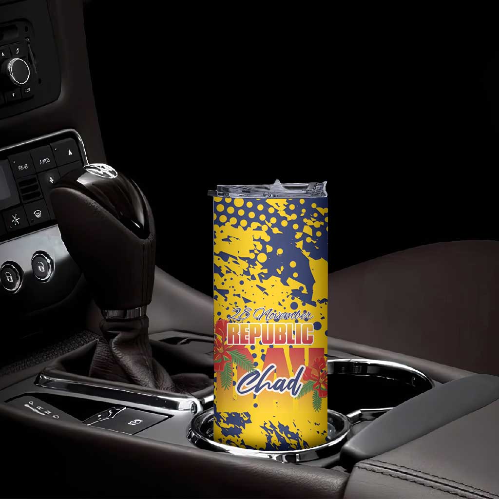Afro TChad Personalized Skinny Tumbler Happy Republic Day - African Pride