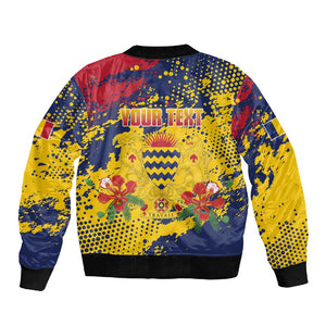 Afro TChad Personalized Sleeve Zip Bomber Jacket Happy Republic Day - African Pride