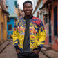 Afro TChad Personalized Sleeve Zip Bomber Jacket Happy Republic Day - African Pride