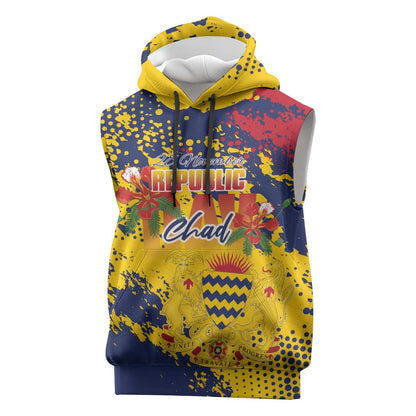 Afro TChad Personalized Sleeveless Hoodie Happy Republic Day - African Pride