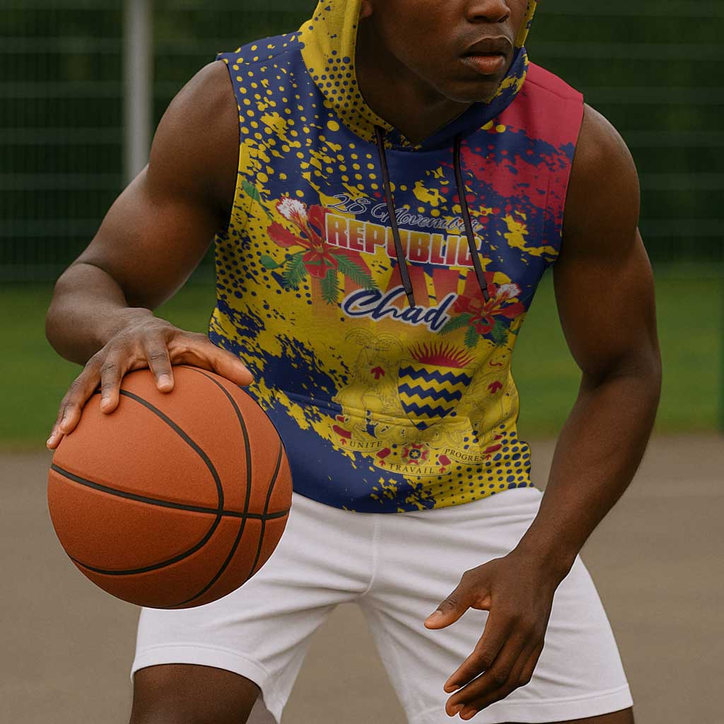 Afro TChad Personalized Sleeveless Hoodie Happy Republic Day - African Pride