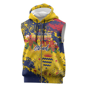 Afro TChad Personalized Sleeveless Zip Hoodie Happy Republic Day - African Pride
