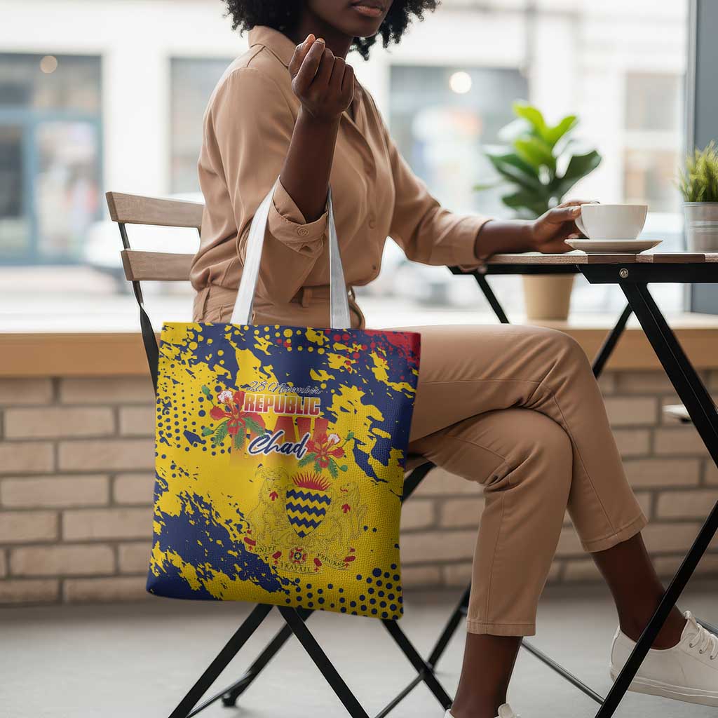 Chad Republic Day Tote Bag Coat Of Arms - Grunge Style