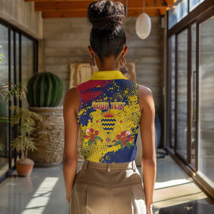 Afro TChad Personalized Women Sleeveless Polo Shirt Happy Republic Day - African Pride