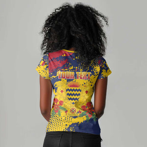 Afro TChad Personalized Women V-Neck T-Shirt Happy Republic Day - African Pride