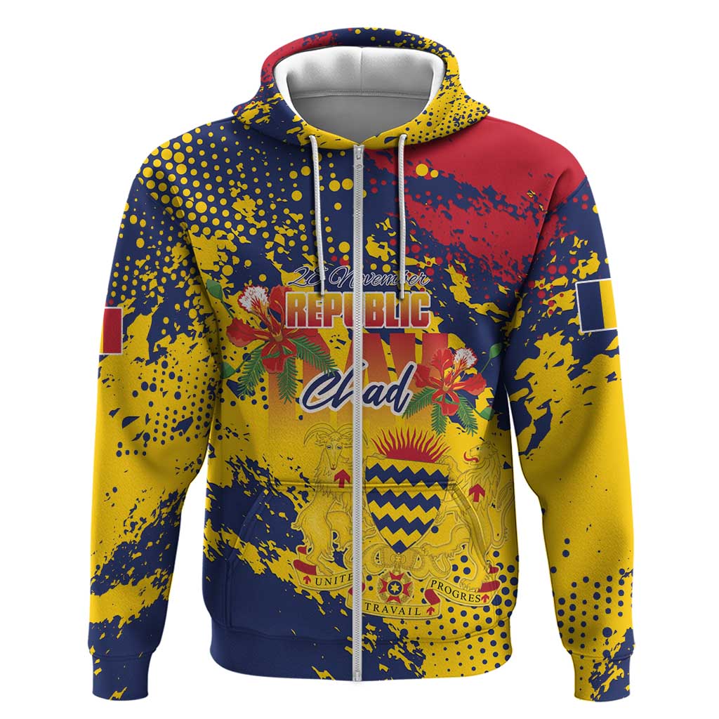 Afro TChad Personalized Zip Hoodie Happy Republic Day - African Pride