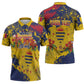 Personalized Chad Republic Day Zipper Polo Shirt Coat Of Arms - Grunge Style