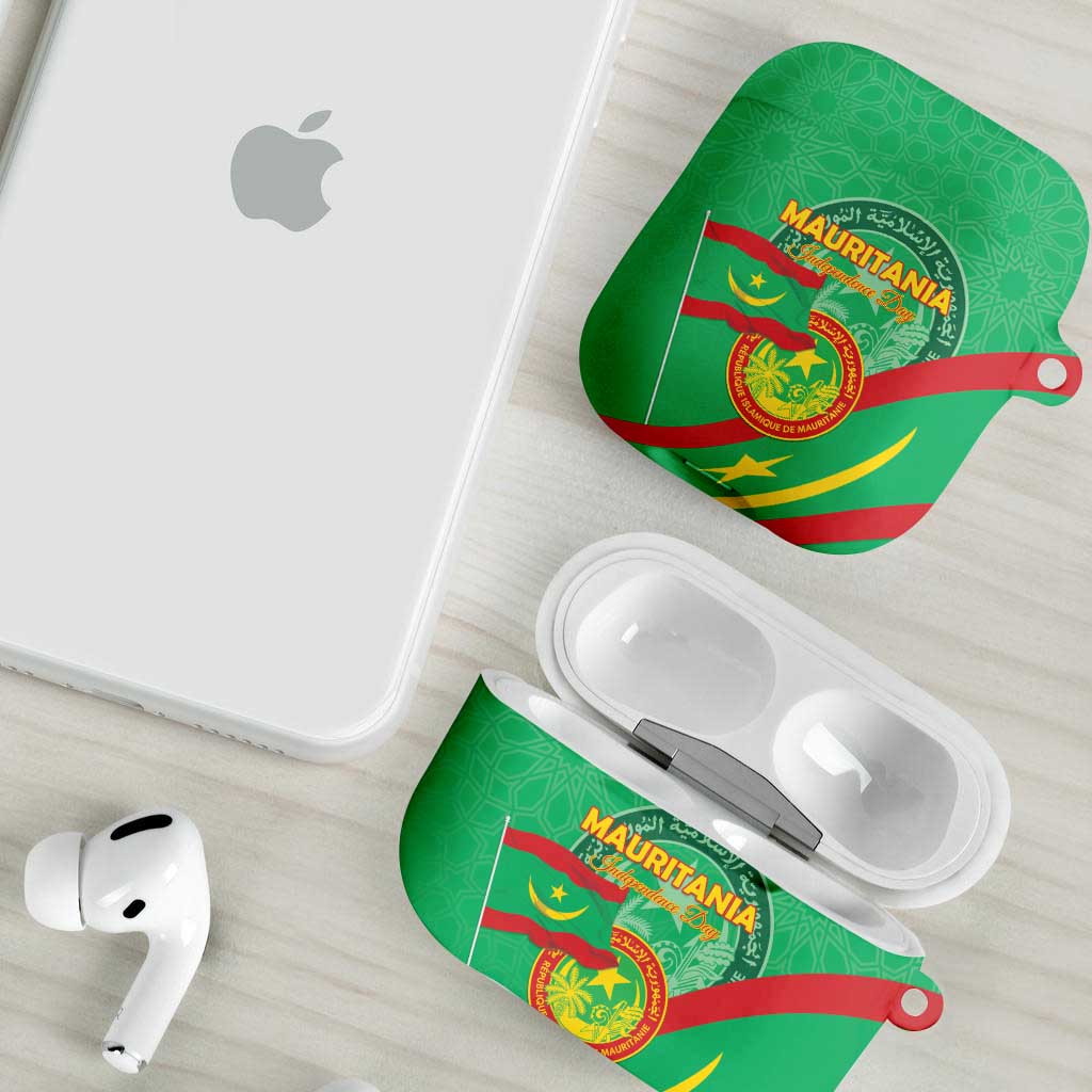 Mauritania Independence Day AirPods Case Coat Of Arms With Map