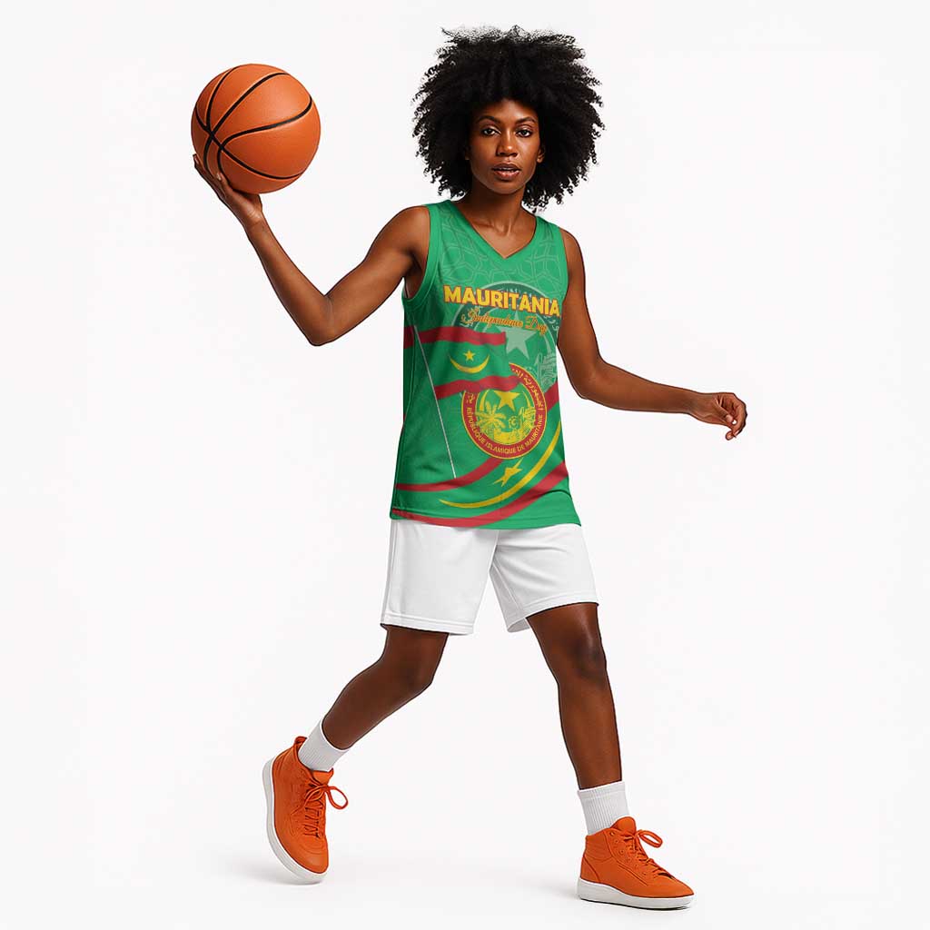 Mauritania Personalized Basketball Jersey Happy Independence Day - African Pride