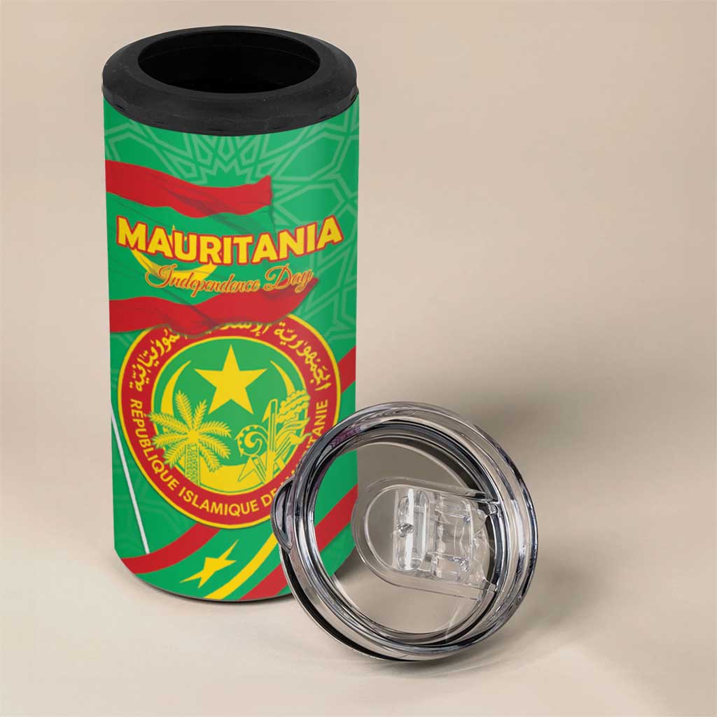 Mauritania Personalized 4 in 1 Can Cooler Tumbler Happy Independence Day - African Pride