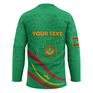 Personalized Mauritania Independence Day Hockey Jersey Coat Of Arms With Map