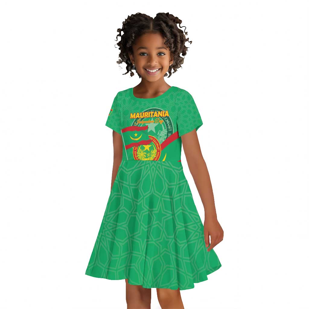 Mauritania Personalized Kid Short Sleeve Dress Happy Independence Day - African Pride