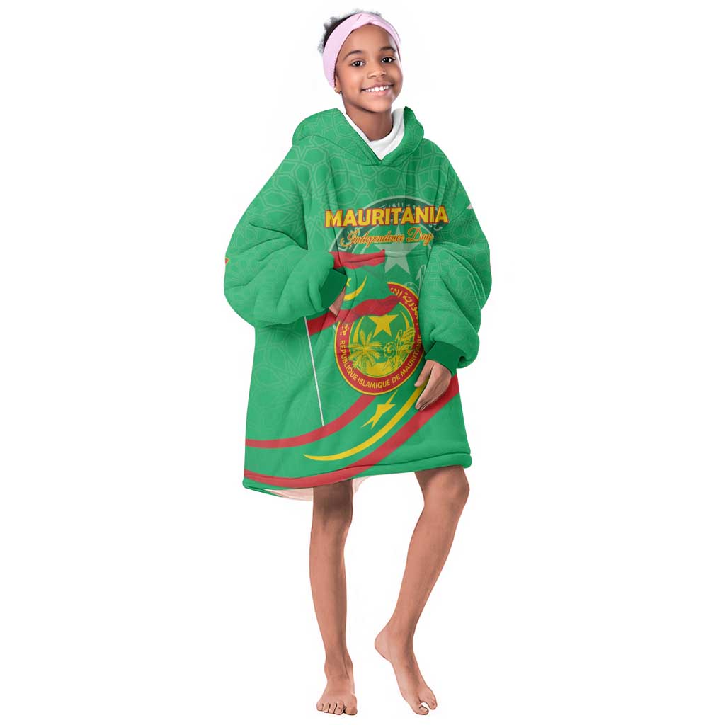 Mauritania Personalized Kid Wearable Blanket Hoodie Happy Independence Day - African Pride