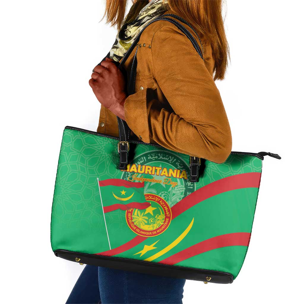 Mauritania Leather Tote Bag Happy Independence Day - African Pride