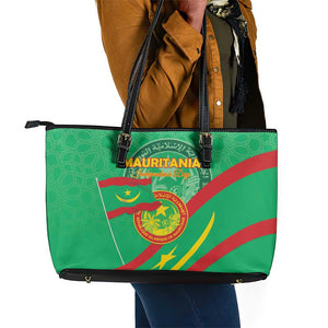 Mauritania Leather Tote Bag Happy Independence Day - African Pride