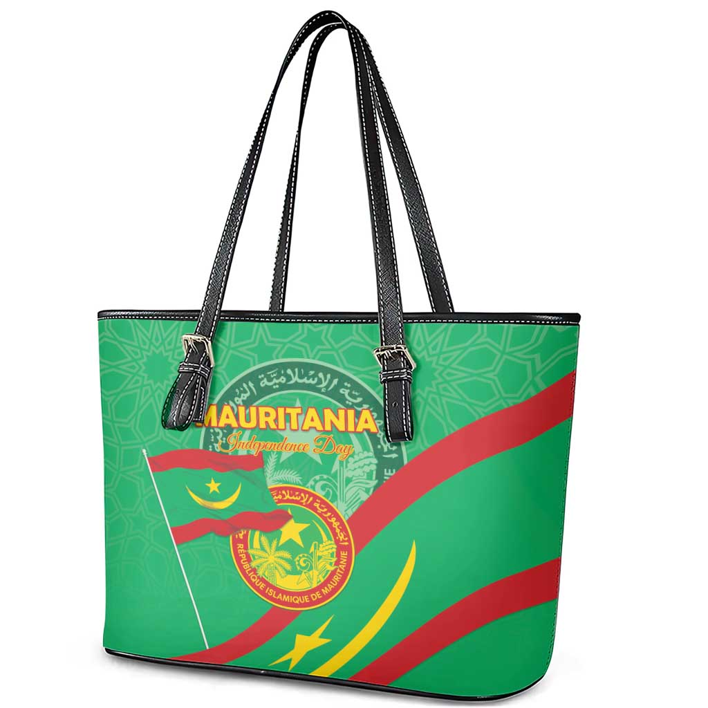 Mauritania Leather Tote Bag Happy Independence Day - African Pride