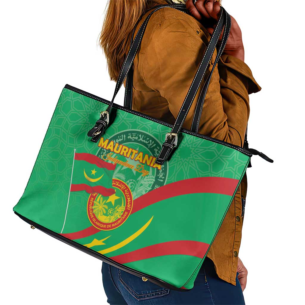 Mauritania Leather Tote Bag Happy Independence Day - African Pride