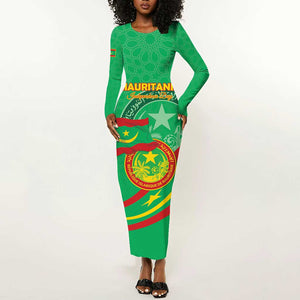 Mauritania Personalized Long Sleeve Bodycon Dress Happy Independence Day - African Pride
