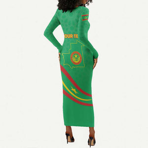 Mauritania Personalized Long Sleeve Bodycon Dress Happy Independence Day - African Pride