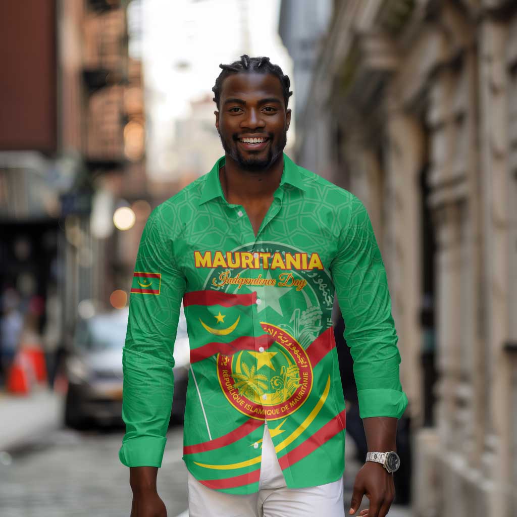 Mauritania Personalized Long Sleeve Button Shirt Happy Independence Day - African Pride