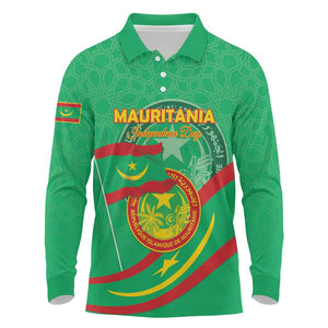 Mauritania Personalized Long Sleeve Polo Shirt Happy Independence Day - African Pride
