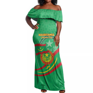 Mauritania Personalized Off Shoulder Maxi Dress Happy Independence Day - African Pride