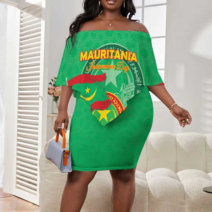 Mauritania Personalized Off Shoulder Short Dress Happy Independence Day - African Pride