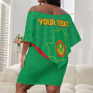 Mauritania Personalized Off Shoulder Short Dress Happy Independence Day - African Pride