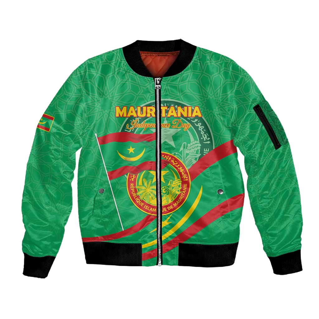 Mauritania Personalized Sleeve Zip Bomber Jacket Happy Independence Day - African Pride
