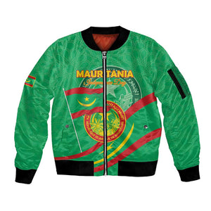 Mauritania Personalized Sleeve Zip Bomber Jacket Happy Independence Day - African Pride