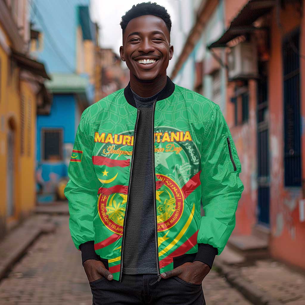 Mauritania Personalized Sleeve Zip Bomber Jacket Happy Independence Day - African Pride