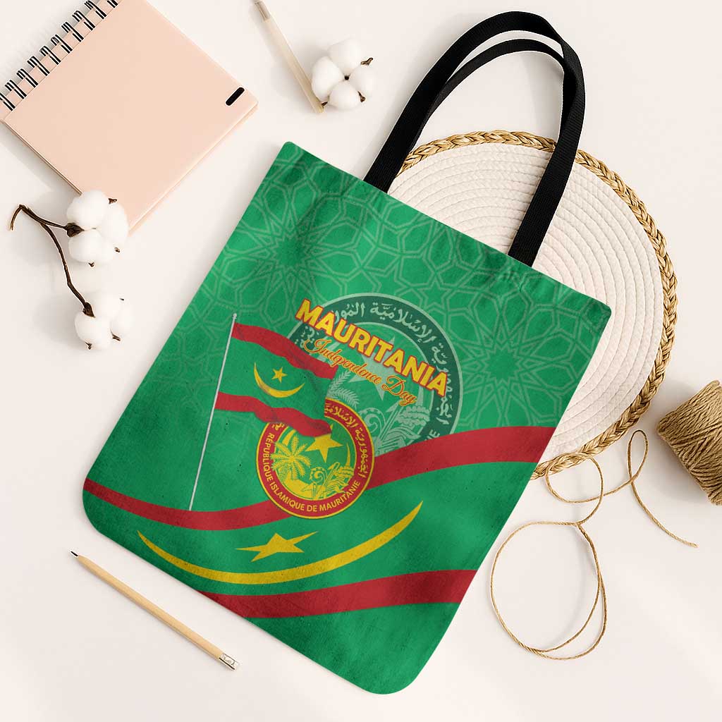 Mauritania Independence Day Tote Bag Coat Of Arms With Map