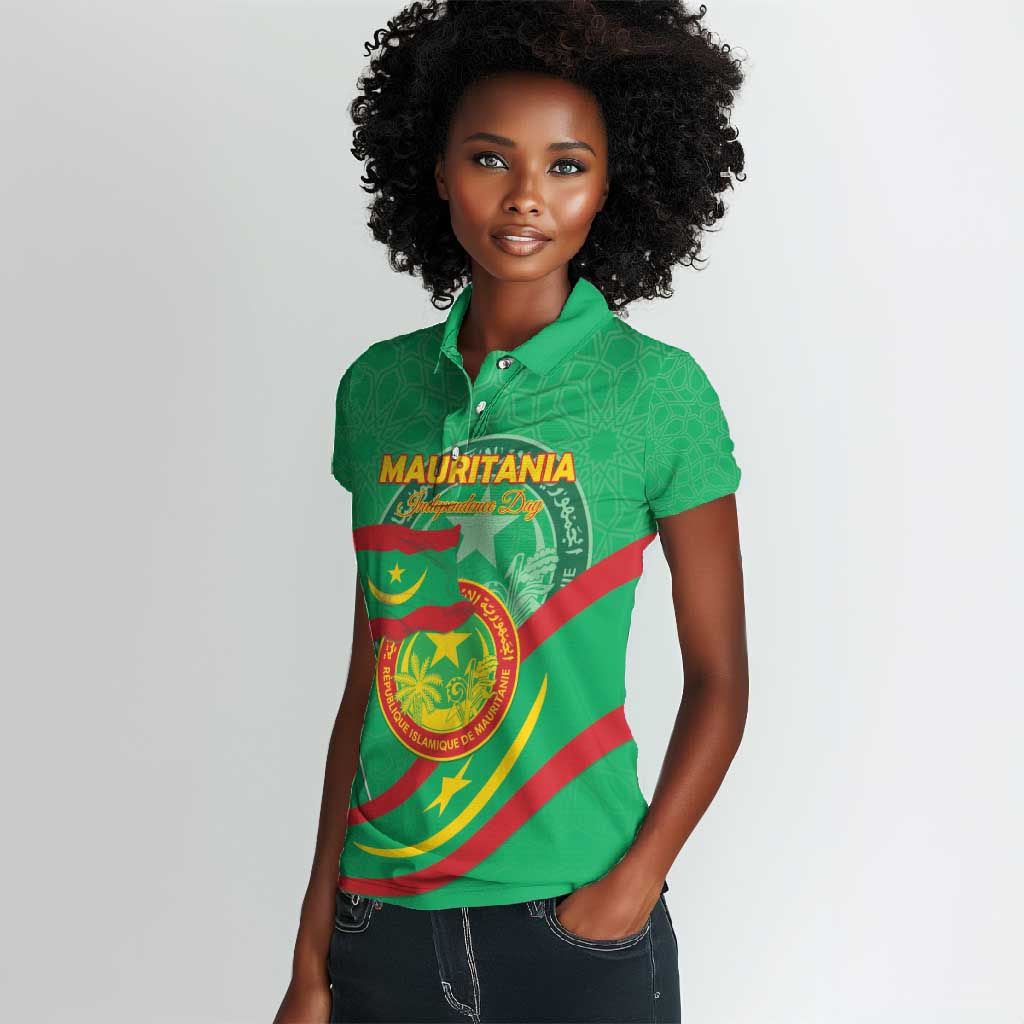 Mauritania Personalized Women Polo Shirt Happy Independence Day - African Pride