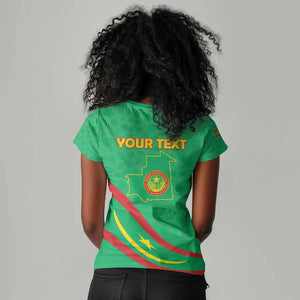 Mauritania Personalized Women V-Neck T-Shirt Happy Independence Day - African Pride