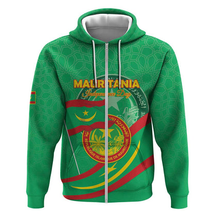 Mauritania Personalized Zip Hoodie Happy Independence Day - African Pride