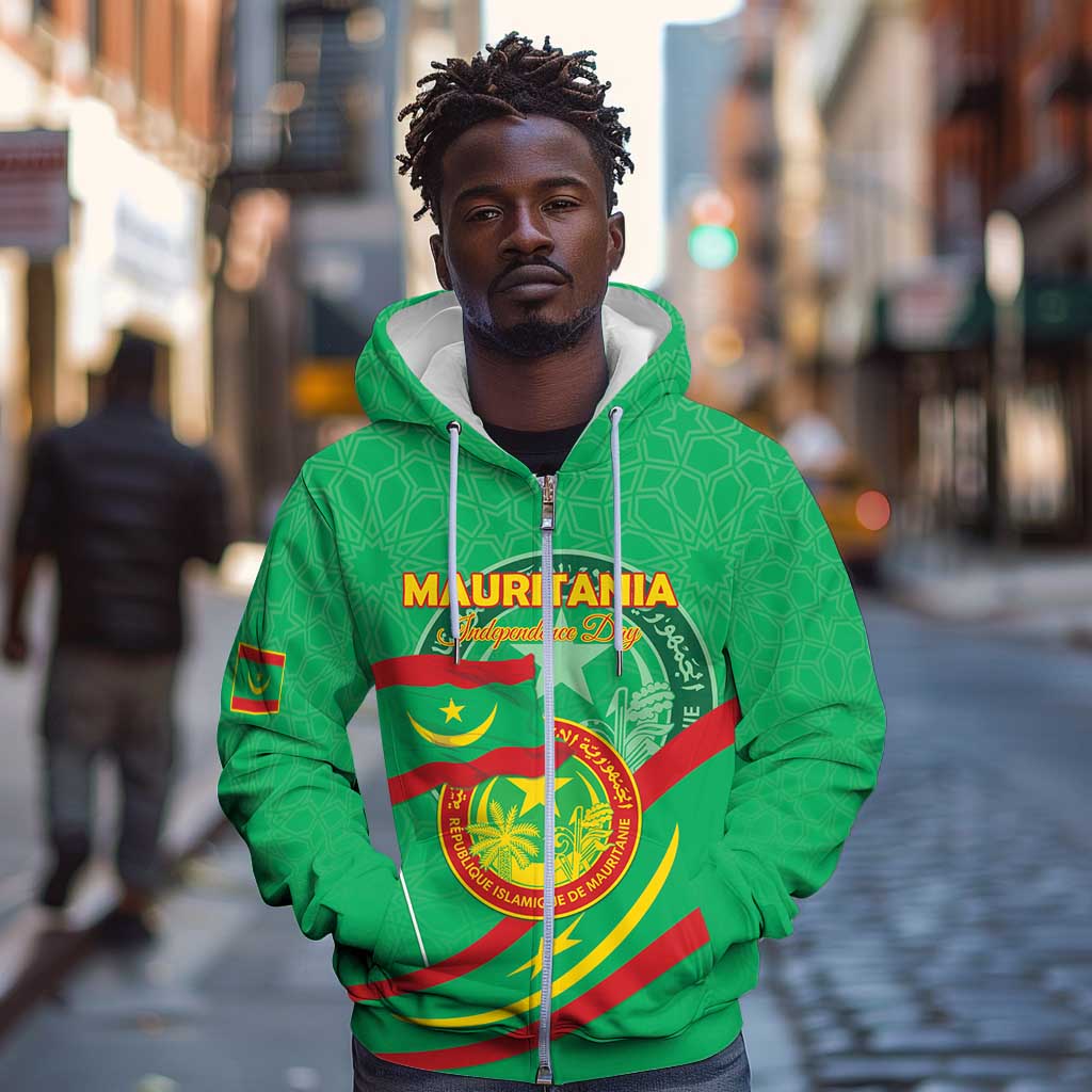 Mauritania Personalized Zip Hoodie Happy Independence Day - African Pride
