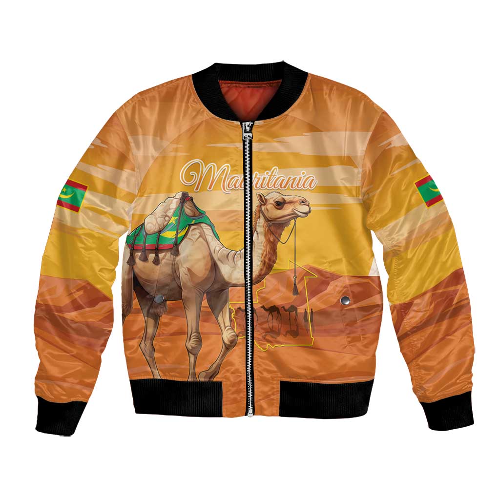 Mauritania Sahara Personalized Bomber Jacket Camel With Map - African Pride