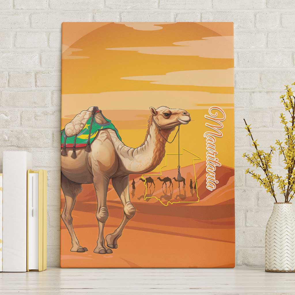 Mauritania Sahara Canvas Wall Art Camel With Map - African Pride