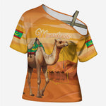 Personalized Mauritania Sahara Cross Shoulder Shirt Camel With Map