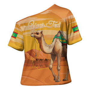 Personalized Mauritania Sahara Cross Shoulder Shirt Camel With Map