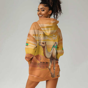 Mauritania Sahara Personalized Hoodie Dress Camel With Map - African Pride
